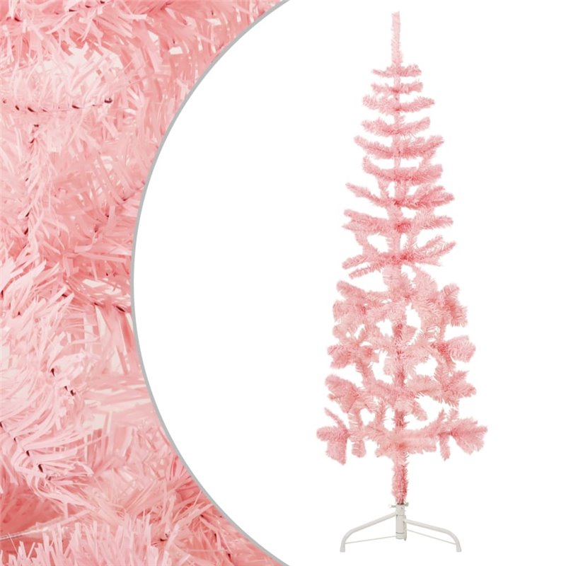 VidaXL Demi sapin de Noël artificiel mince avec support Rose 180 cm