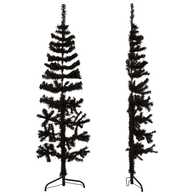 Image secondaire de VidaXL Demi sapin de Noël artificiel mince avec support Noir 120 cm