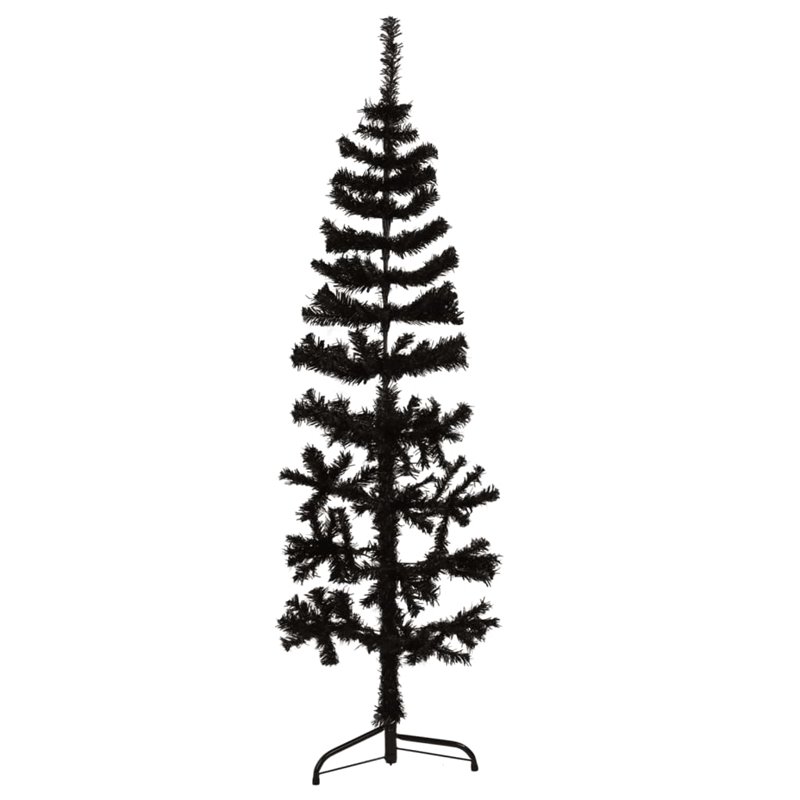 Image secondaire de VidaXL Demi sapin de Noël artificiel mince avec support Noir 150 cm