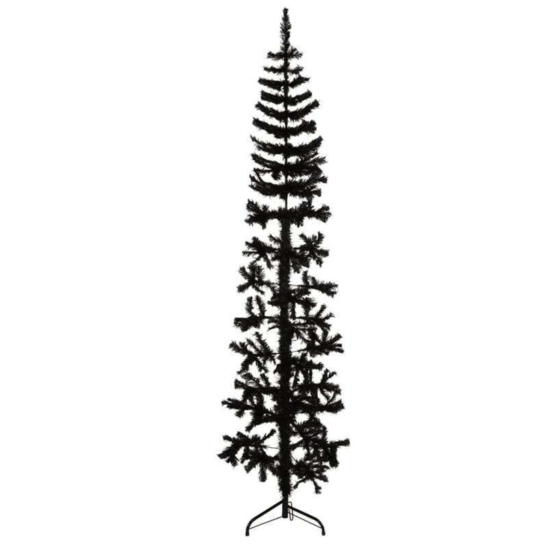 Image secondaire de VidaXL Demi sapin de Noël artificiel mince avec support Noir 180 cm