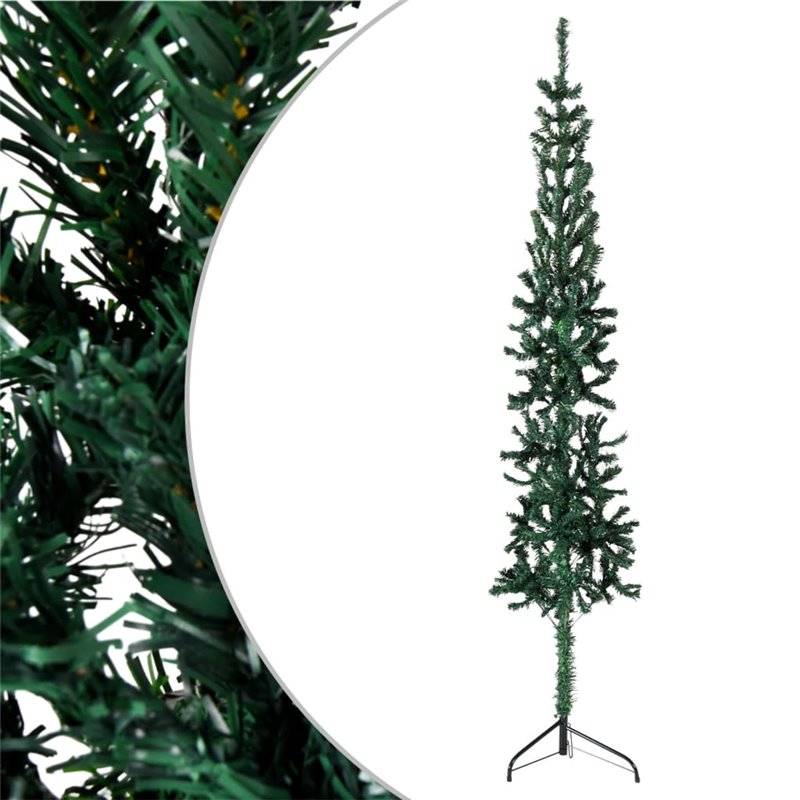 VidaXL Demi sapin de Noël artificiel mince avec support Vert 120 cm