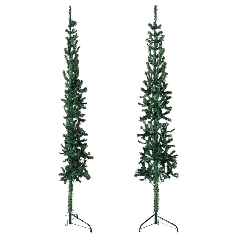 Image secondaire de VidaXL Demi sapin de Noël artificiel mince avec support Vert 120 cm