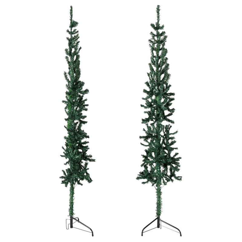 Image secondaire de VidaXL Demi sapin de Noël artificiel mince avec support Vert 180 cm