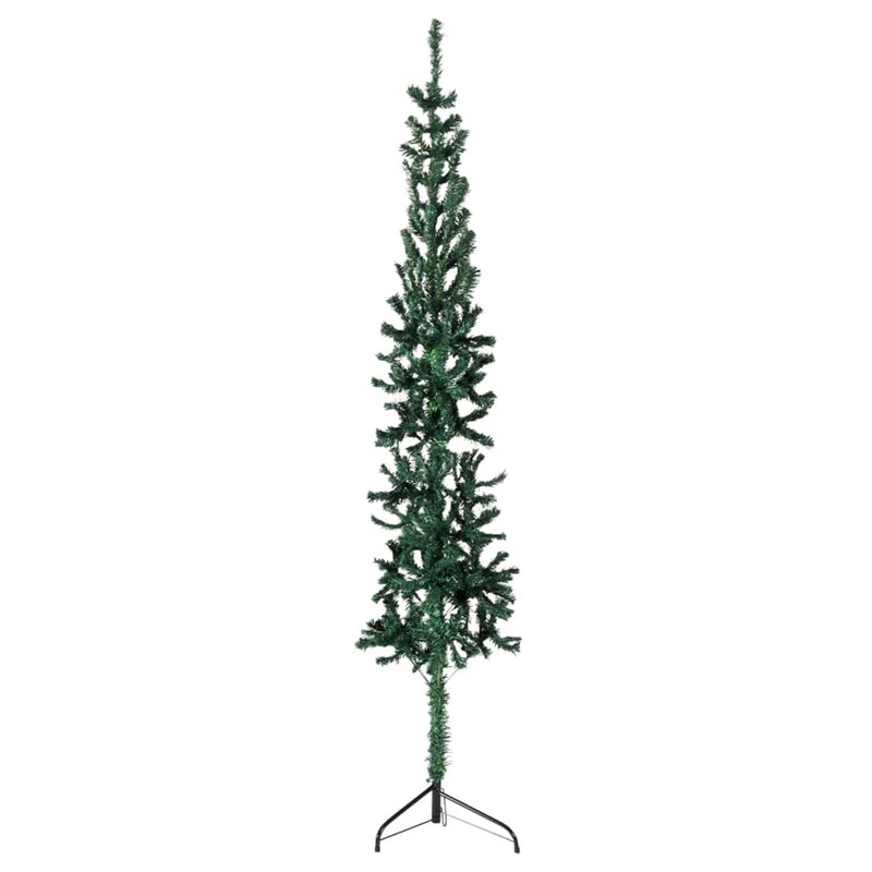 VidaXL Demi sapin de Noël artificiel mince avec support Vert 210 cm