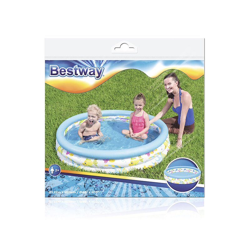 Image secondaire de Bestway Piscine Gonflable Enfant 3 Anneaux Corail 122x25 cm +2 Jardin Ans 51009