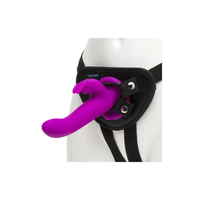 Image secondaire de Vibromasseur Lapin Happy Rabbit Strap-On Harness Set Purple 12,7 cm