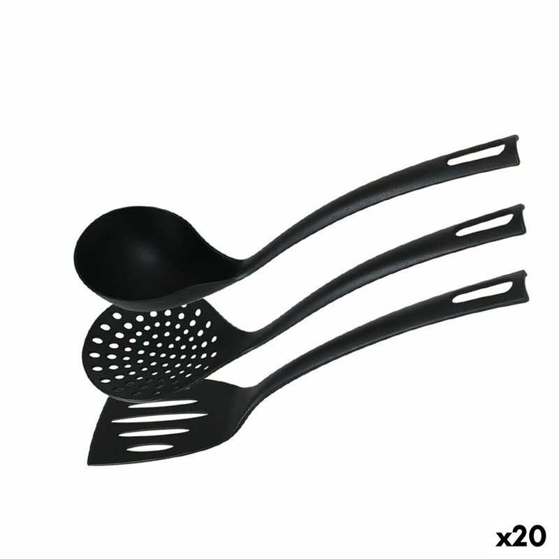 Ensemble d'ustensiles de cuisine Quttin  Nylon Noir 3 Pièces (20 Unités)