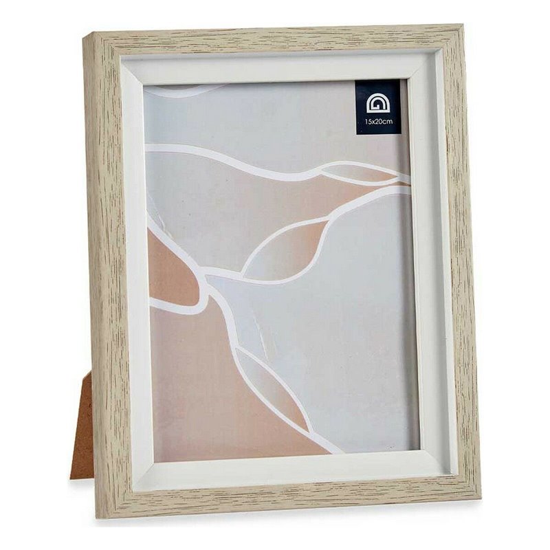 Image secondaire de Cadre photo 18,8 x 23,8 x 2 cm Verre Beige Blanc Plastique (6 Unités)