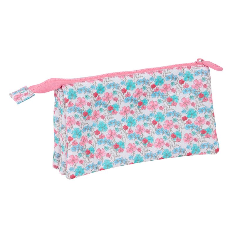 Image secondaire de Trousse Fourre-Tout Triple Moos Flores Multicouleur 22 x 12 x 3 cm