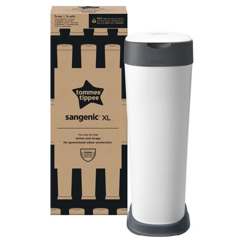 Image secondaire de TOMMEE TIPPEE Twist and Click Poubelle a Couches de Taille XL, Comprend 1x Recharge avec GREENFILM