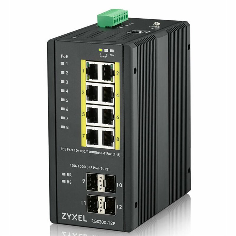 Zyxel RGS200-12P Géré L2 Gigabit Ethernet (10/100/1000) Connexion Ethernet, supportant l'alimentation via ce port (PoE) 