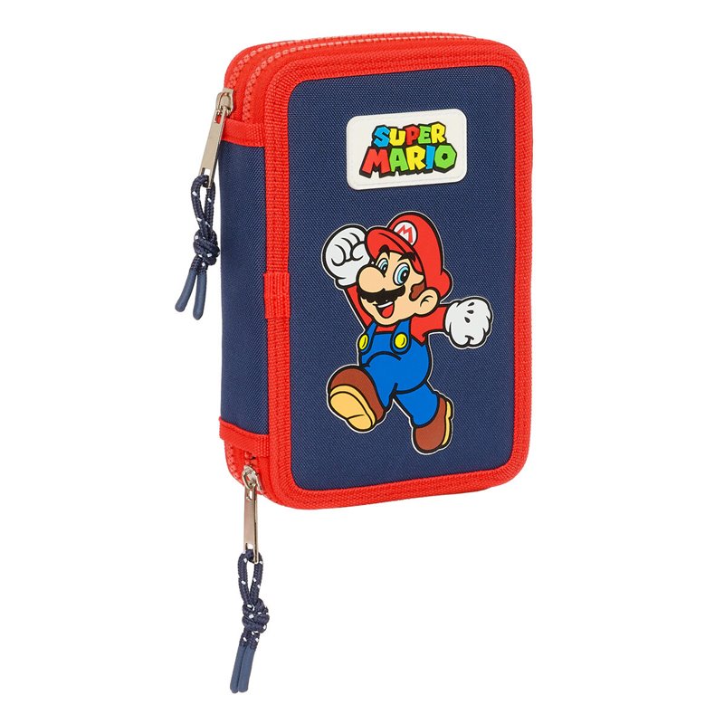 Plumier double Super Mario World Blue marine 12.5 x 19.5 x 4 cm 28 Pièces