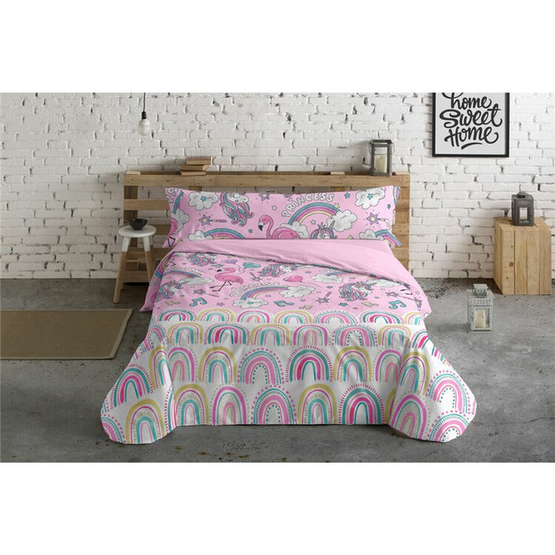 Parure de couette Pierre Cardin Unicornios Rose Lit 1 personne 3 Pièces