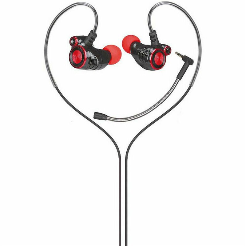 HP DHE-7002 Casque Avec fil Crochets auriculaires, Ecouteurs Appels/Musique Noir, Rouge