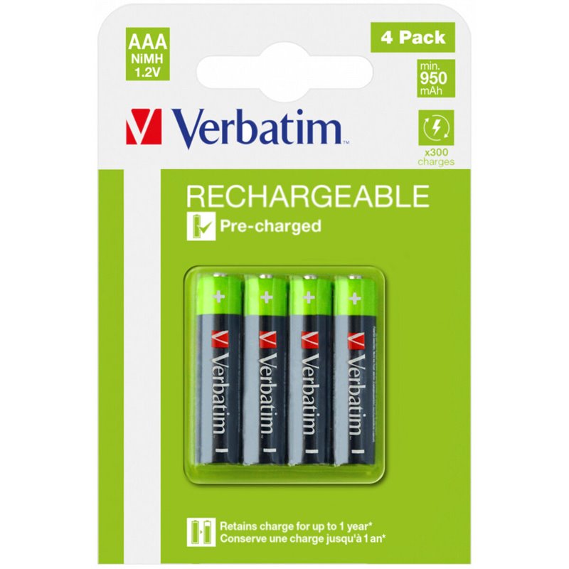 Verbatim 49514 pile domestique Batterie rechargeable AAA Hybrides nickel-métal (NiMH)