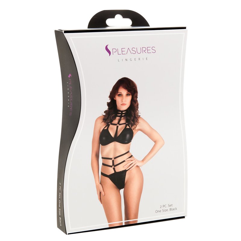 Ensemble de Lingerie S Pleasures Noir (Taille unique)