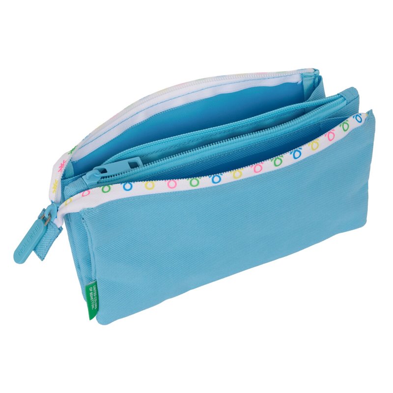 Image secondaire de Trousse Fourre-Tout Triple Benetton Spring Bleu ciel 22 x 12 x 3 cm