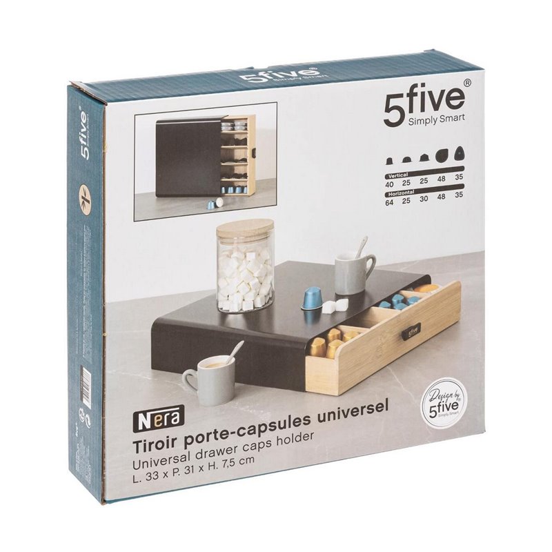 Image secondaire de Organisateur de capsules de café 5five Noir Kitchen 33 x 31 x 7,5 cm Noir Métal