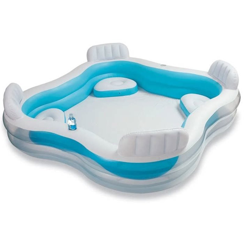 Piscine familiale octogonale bleue avec sieges et appuie-tetes 229 x 229 x 66 cm - INTEX - 56475