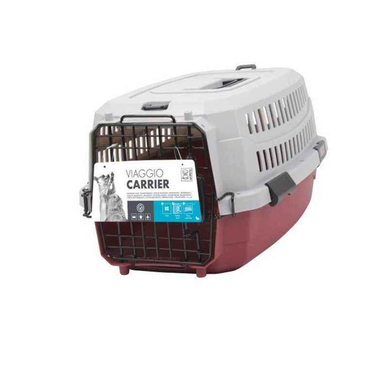 Image secondaire de M-PETS Caisse de transport Viaggio Carrier XS - 48,3x32x25,4cm - Bordeaux et gris - Pour chien et chat