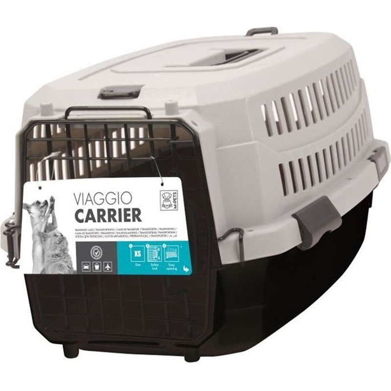 M-PETS Caisse de transport Viaggio Carrier S - 58,4x38,7x33cm - Noir et gris - Pour chien et chat