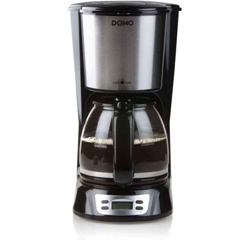 Cafetiere Filtre - DOMO - DO708K - 1000 W - 1,5 L - 12 tasses - Ecran LCD - Minuteur 24 h - Noir et acier inoxydable