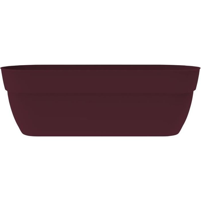 EDA Jardiniere Basse Osaka 38 L - avec Barre Métallique de Renfort - 77,3 x 30,7 x H.25,9 cm - Rouge bourgogne