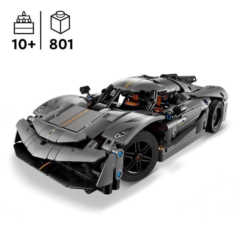 Image secondaire de LEGO Technic 42173 Hypercar Koenigsegg Jesko Absolut grise - Set de construction