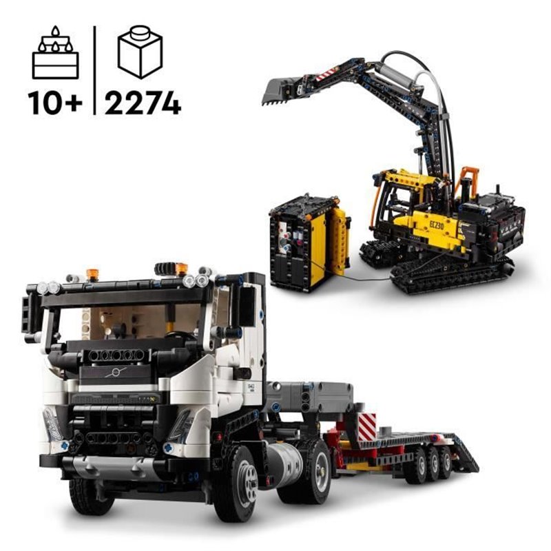 Image secondaire de LEGO Technic 42175 Camion Volvo FMX et Pelleteuse Électrique EC230 - Set de Véhicule