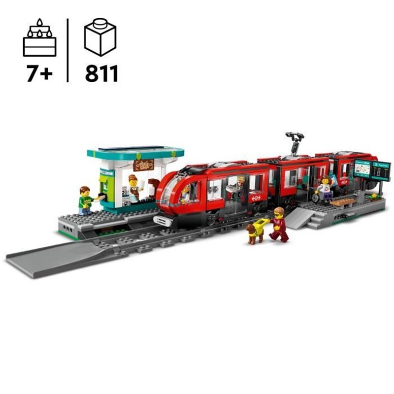 Image secondaire de LEGO City 60423 Le tramway et la station du centre-ville, véhicule pour enfants des 7 ans