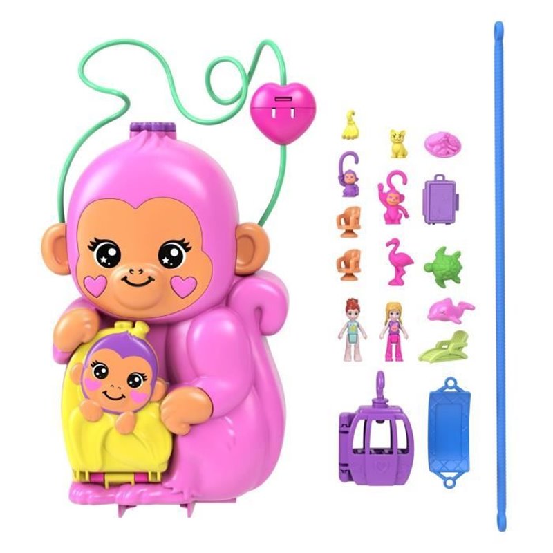 Polly Pocket-Maman Singe et Son Bébé-Coffret 2 mini-figurines HWP04