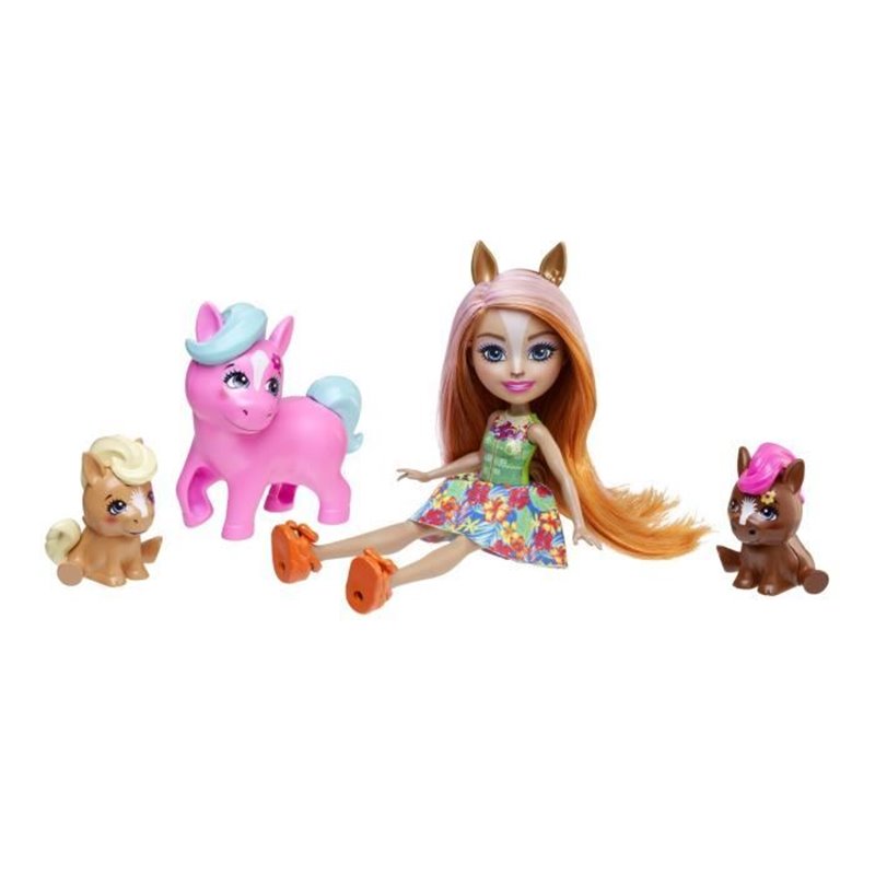 Image secondaire de Enchantimals-Famille de Pensee Poney-Poupée et 3 figurines poneys HXB99