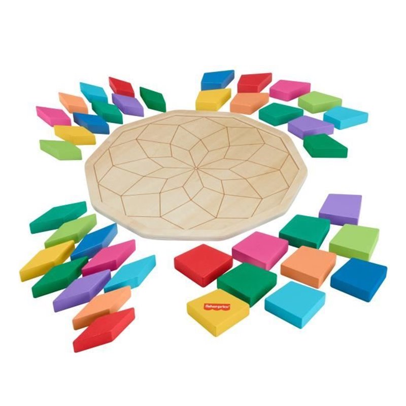 Fisher-Price-Puzzle Mandala en Bois-Puzzle 40 pieces motif géométrique HXT94