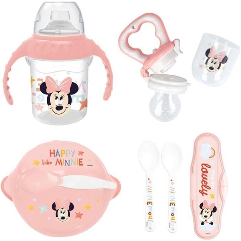 Pack repas 1er âge THERMOBABY MINNIE - 1 grignoteuse + 1 bol + 1 tasse à poignée + 2 cuillères