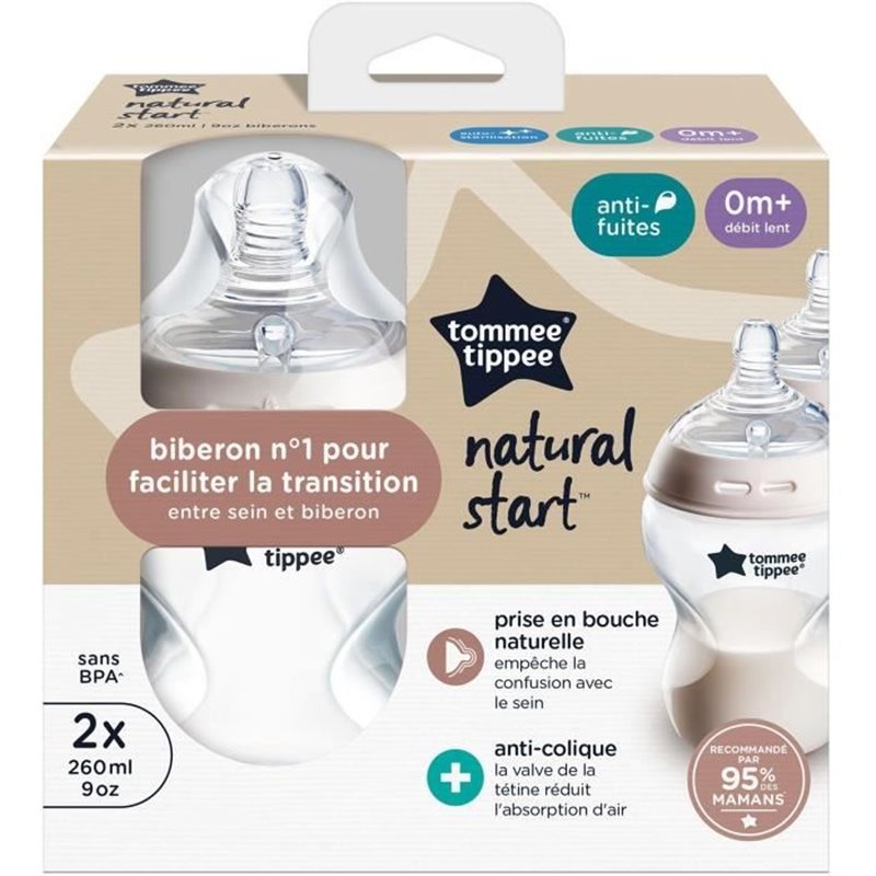 Image secondaire de Biberons - TOMMEE TIPPEE - NATURAL START - 260 ml - Anti-colique - Tétine imitant la forme du sein - Lot de 2