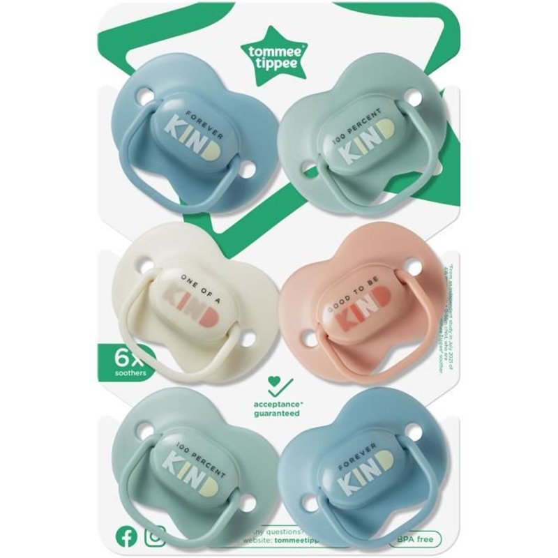 Image secondaire de Sucettes - TOMMEE TIPPEE - 6-18 Mois - Lot de 6 - Forme Orthodontique Symétrique, Silicone sans BPA