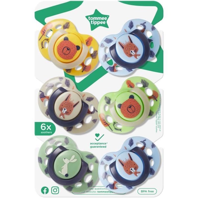 Image secondaire de Sucettes - TOMMEE TIPPEE - FUN - 6-18 mois - Lot de 6 - Forme Orthodontique Symétrique - Silicone sans BPA