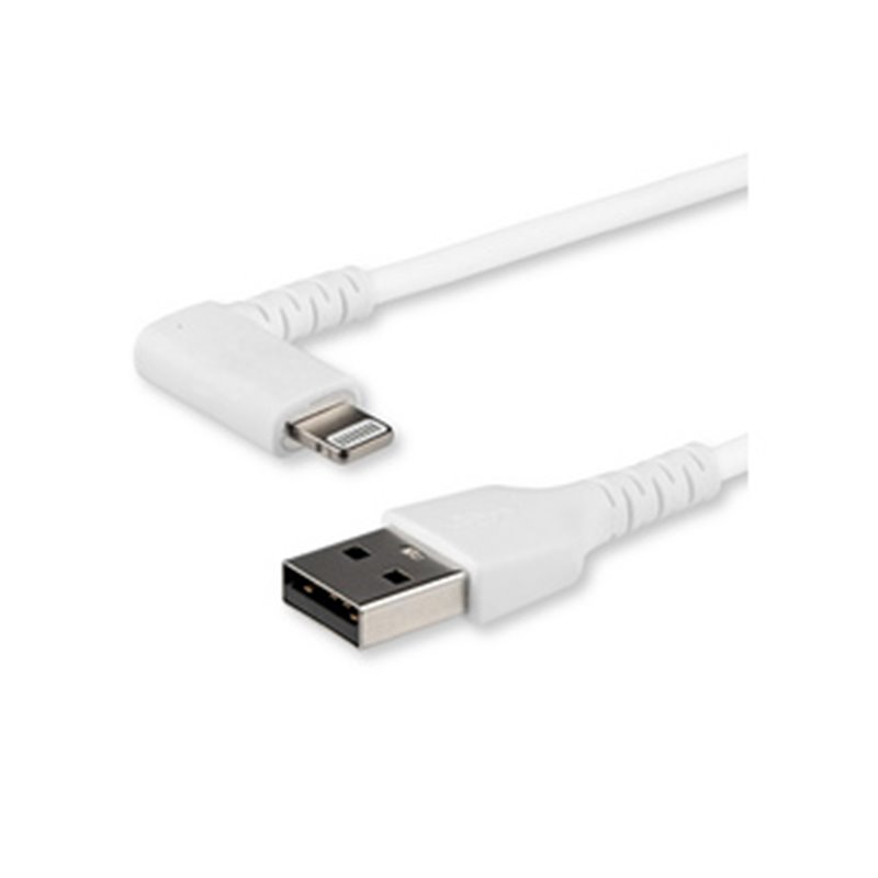 StarTech.com Câble USB-A vers Lightning Blanc Robuste 2m Coudé à 90° - Câble de Charge/Synchronisation USB Type A vers L