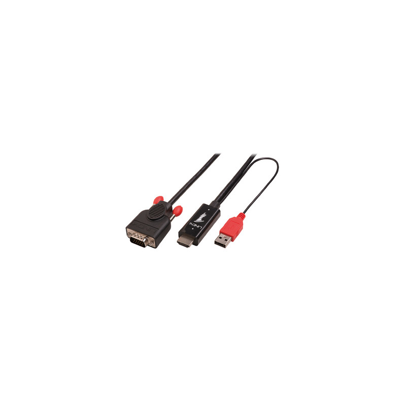 Lindy 41456 câble vidéo et adaptateur 2 m HDMI VGA (D-Sub) Noir