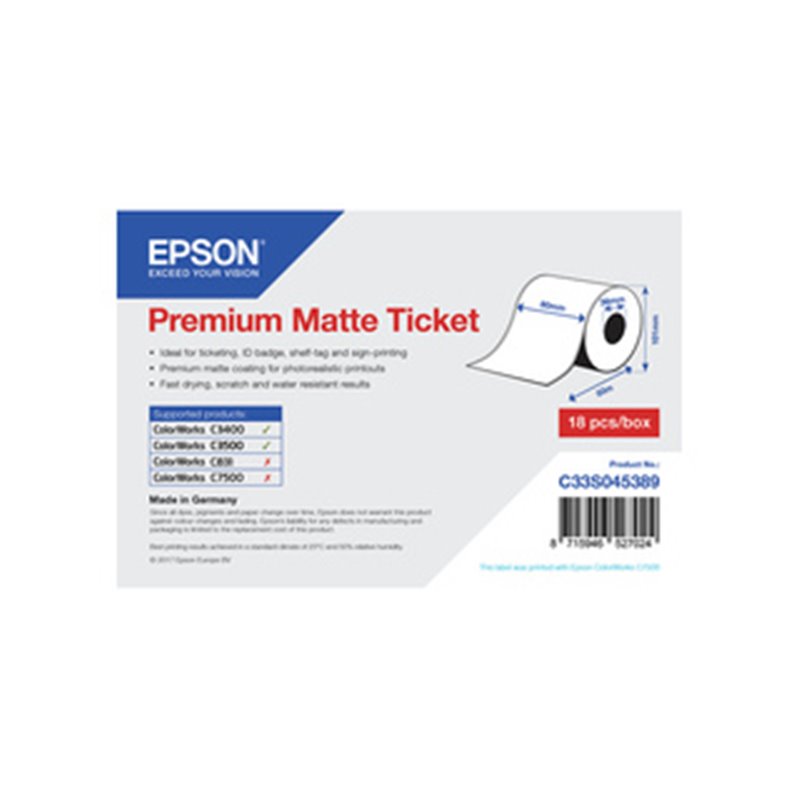 Epson Rouleau d'étiquettes Premium Matte 80mm x 50mm pour TM-C3400