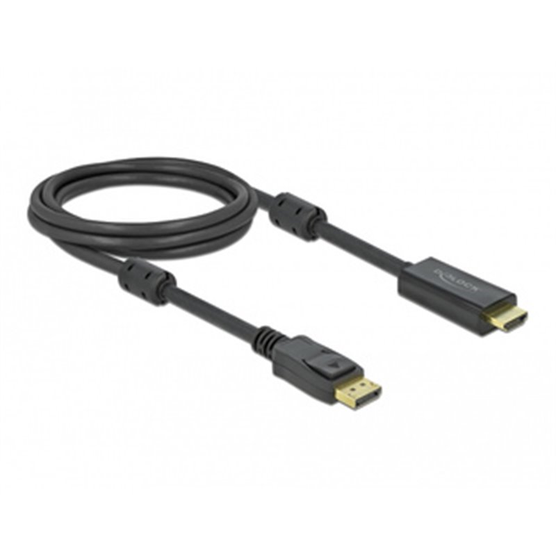 DeLOCK 85956 câble vidéo et adaptateur 2 m HDMI Type A (Standard) DisplayPort Noir