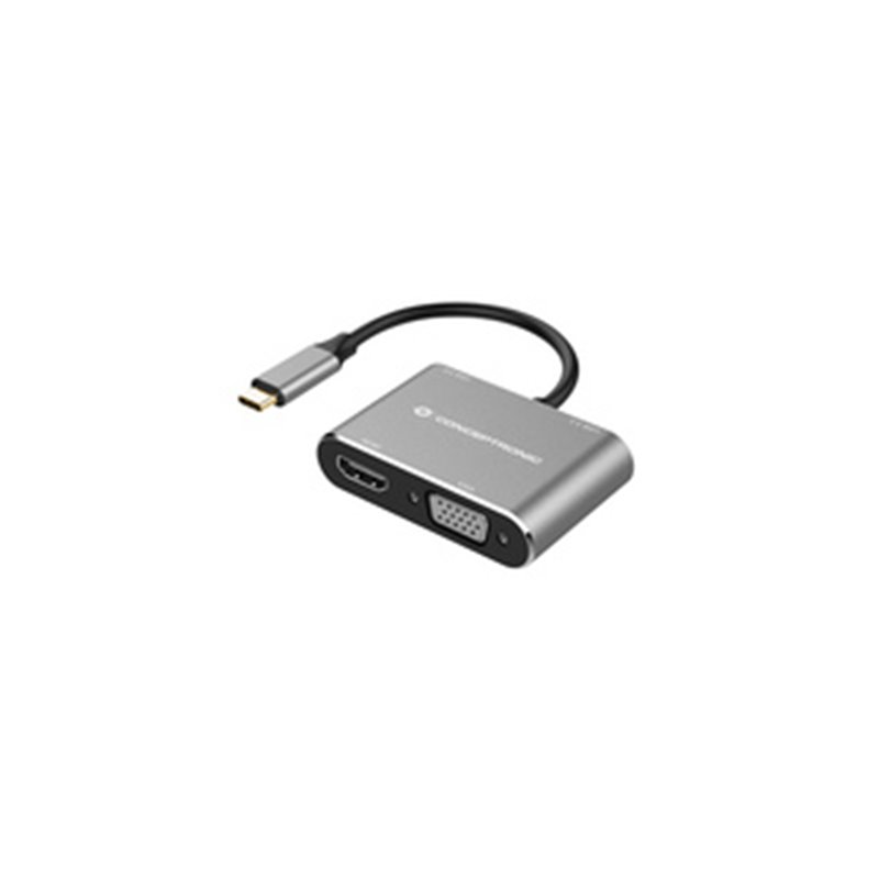 Conceptronic DONN16G station d'accueil Avec fil USB 3.2 Gen 1 (3.1 Gen 1) Type-C Noir, Argent