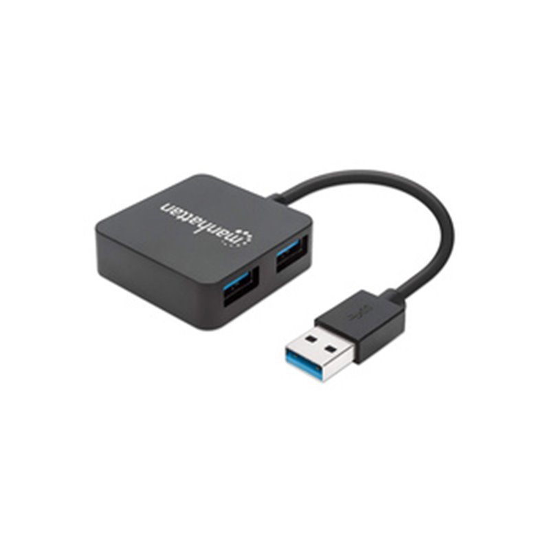 Manhattan 162296 hub & concentrateur USB 3.2 Gen 1 (3.1 Gen 1) Type-A 5000 Mbit/s Noir