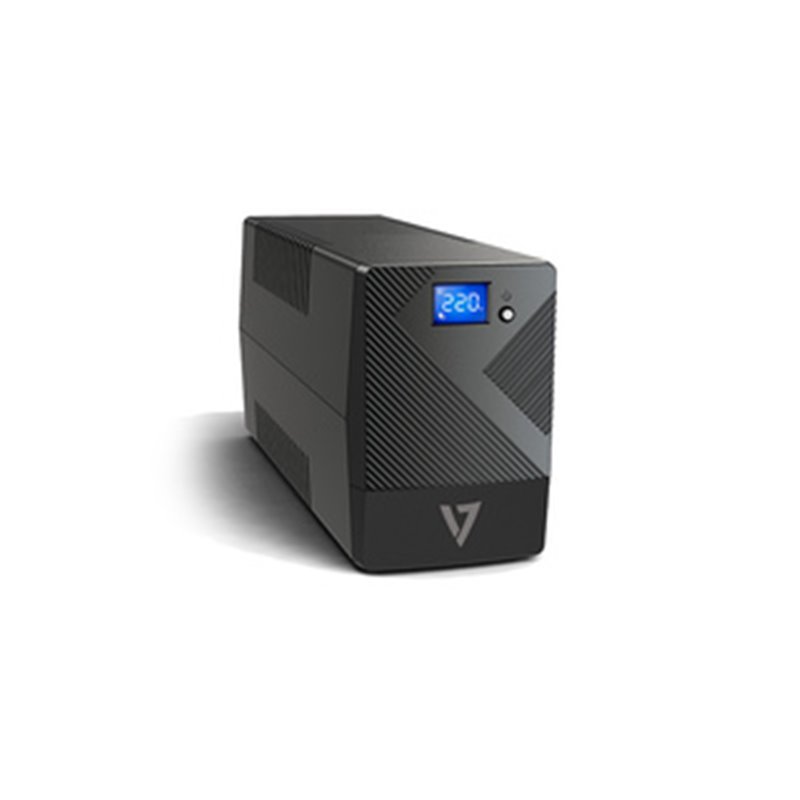 V7 UPS 600VA UPS para ordenador de escritorio con 6 salidas, pantalla LCD táctil (UPS1P600E)