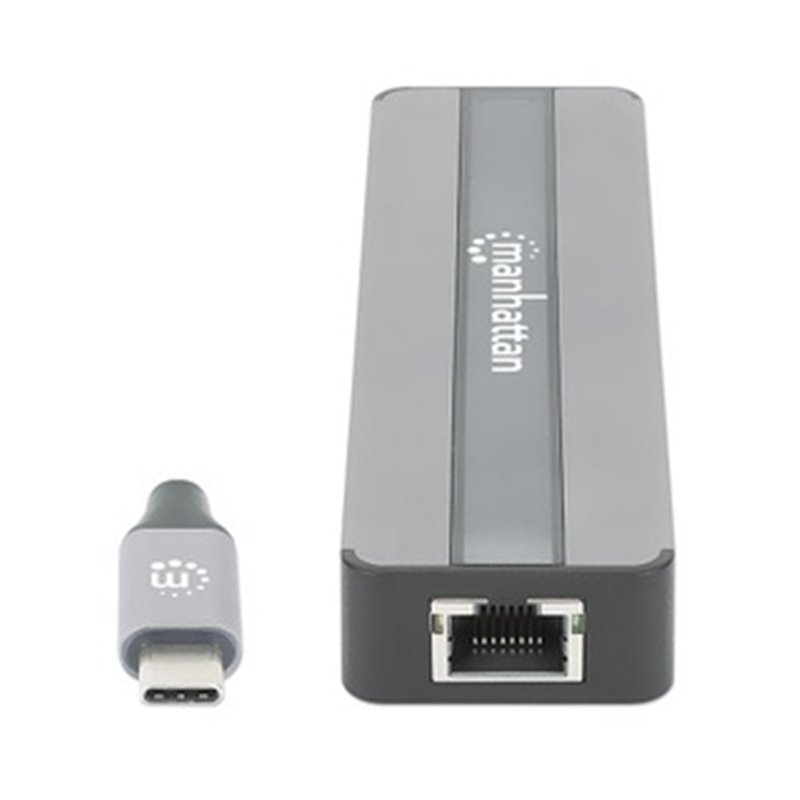 Manhattan 153928 station d'accueil Avec fil USB 3.2 Gen 1 (3.1 Gen 1) Type-C Noir, Argent