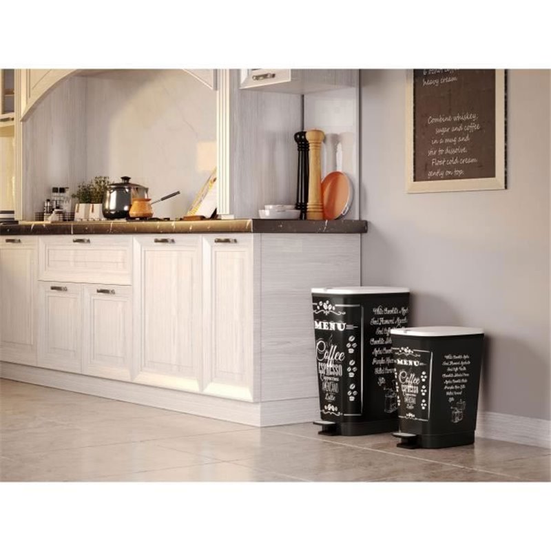 Image secondaire de KIS Poubelle de cuisine a pédale - Noir - Motif coffee - 42.5L