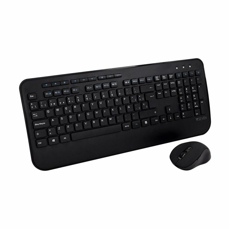 V7 Clavier QWERTY espagnol complet avec repose-mains CKW300ES Noir