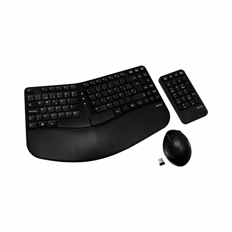 V7 Ensemble pavé numérique, souris et clavier sans fil ergonomiques