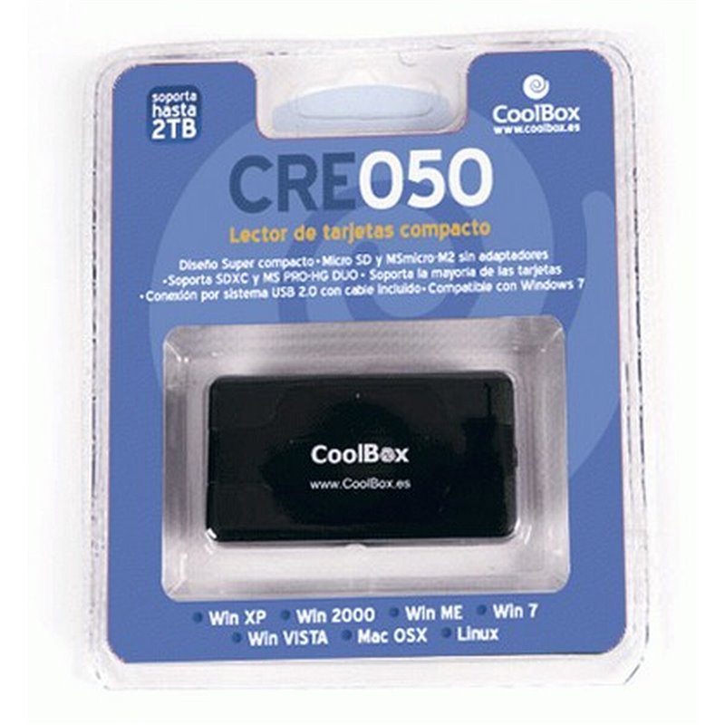 CoolBox CRE 050 lecteur de carte mémoire USB 2.0 Noir