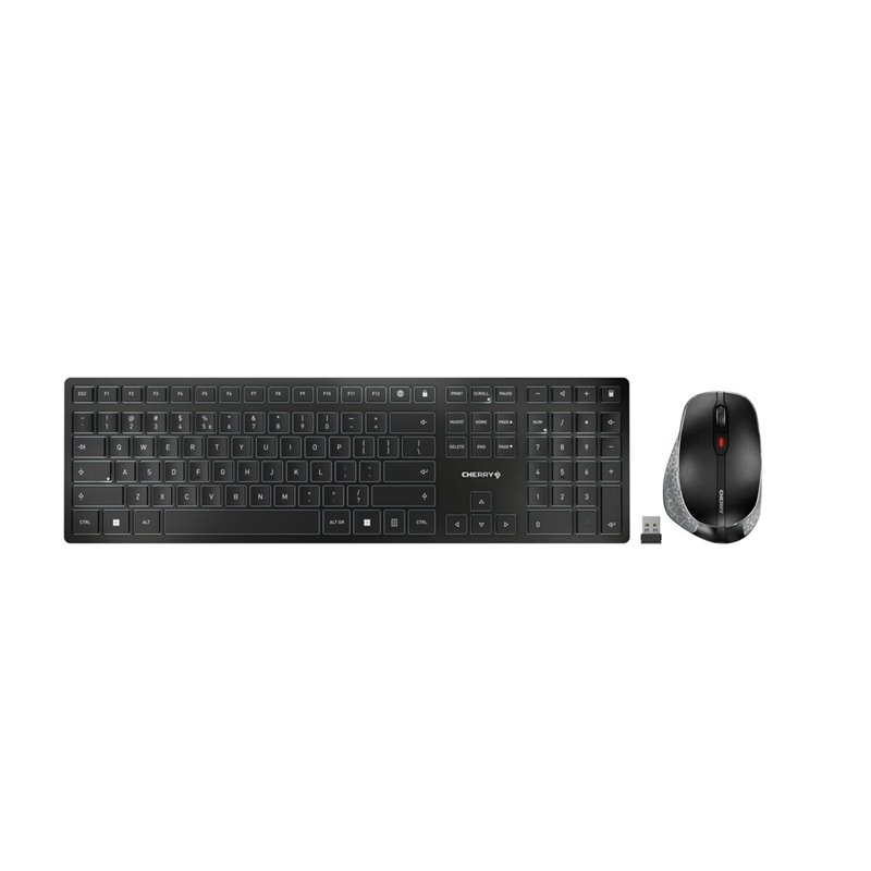 CHERRY DW 9500 SLIM clavier Souris incluse RF sans fil + Bluetooth QWERTY Espagnole Noir, Gris